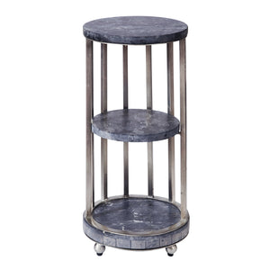 Marble 3-Tier Spot Table Silver with Marble and Metal Finish P301681 Pulaski Furniture