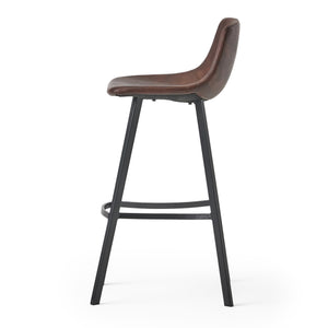 English Elm Christopher Knight Home® - Set of 2 Dax Faux Leather Barstool Brown with Faux Snakeskin Stitching, Cushioned Seat & Steel Legs 57582.00