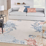 Nourison Pompeii PMP03 Machine Made Power-loomed Borderless Design Indoor Only Coastal, Nautical & Beach  Rug Ivory Multicolor, Ivory Multicolor 70% Polypropylene,30% Polyester 99446882097