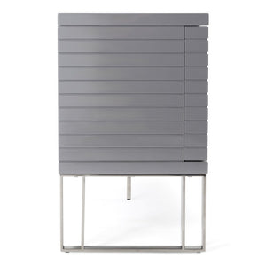 VIG Furniture Splendor Modern Grey High-Gloss Buffet With Slatted Front, Gunmetal Accents & Adjustable Shelves VGVCG20256-GRY-BUF