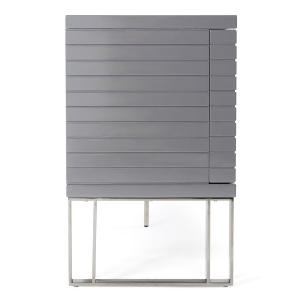 VIG Furniture Splendor Modern Grey High-Gloss Buffet With Slatted Front, Gunmetal Accents & Adjustable Shelves VGVCG20256-GRY-BUF