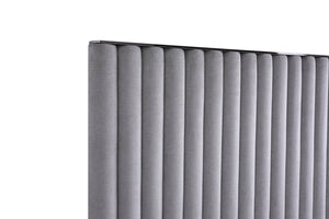 VIG Furniture Splendor Plush Grey Velvet King Platform Bed With High Headboard, Dimensional Stripe & Silver Accents VGVCBD20256-BED-EK