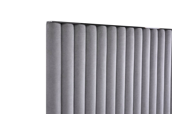 VIG Furniture Splendor Plush Grey Velvet King Platform Bed With High Headboard, Dimensional Stripe & Silver Accents VGVCBD20256-BED-EK