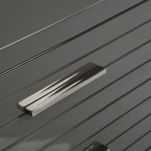 VIG Furniture Splendor Dark Grey High-Gloss Nightstand With Two Soft-Close Slatted Drawers & Gunmetal Handles VGVCN20256-GRY-NS