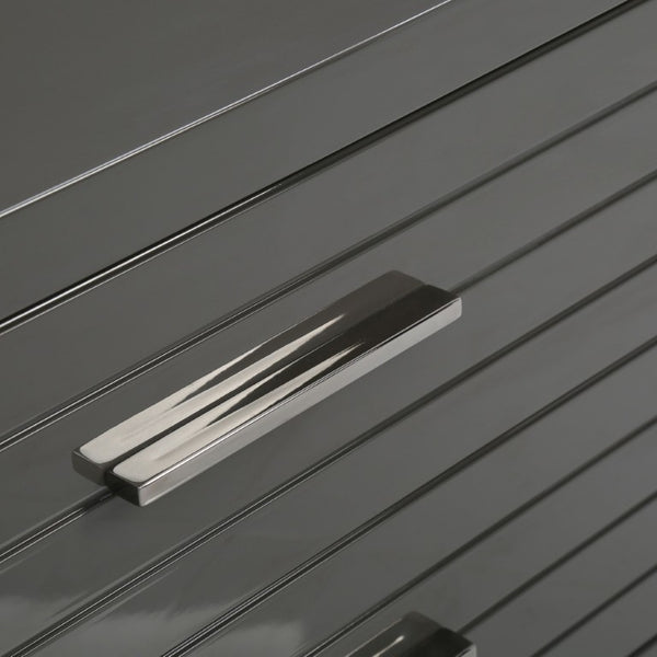 VIG Furniture Splendor Dark Grey High-Gloss Nightstand With Two Soft-Close Slatted Drawers & Gunmetal Handles VGVCN20256-GRY-NS