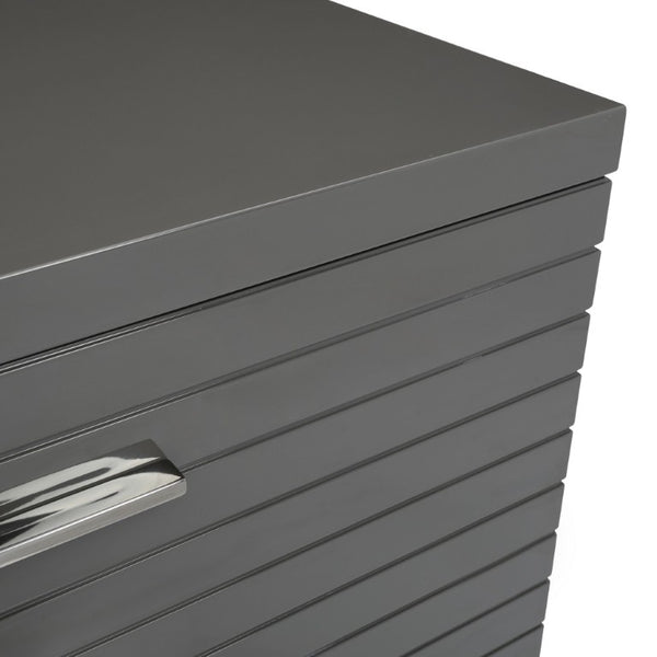 VIG Furniture Splendor Grey High-Gloss Slatted Dresser With 6 Soft-Close Drawers, Gunmetal Handles, Modern Storage VGVCJ20256-D-GREY-DRS