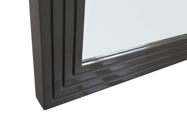 VIG Furniture Splendor Dark Grey High-Gloss Slatted Mirror With Gunmetal Accents — Sleek 41"X35.5" Modern Focal Point VGVCJ20256-M-GRY-MIR
