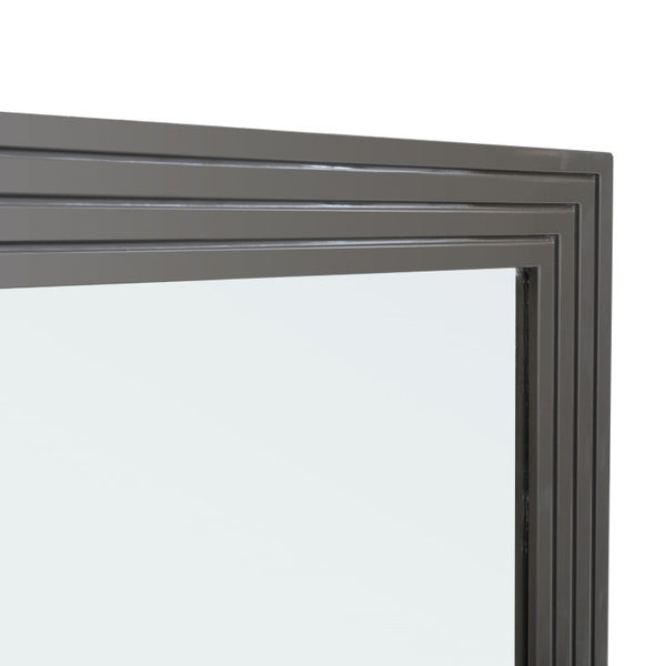 VIG Furniture Splendor Dark Grey High-Gloss Slatted Mirror With Gunmetal Accents — Sleek 41"X35.5" Modern Focal Point VGVCJ20256-M-GRY-MIR
