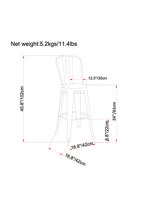 English Elm Fletcher 24" Industrial-Style Metal Counter Height Stool Set Of 2 - Chic White Finish For Modern Spaces B136P158665