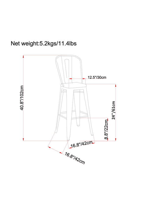 English Elm Fletcher 24" Industrial-Style Metal Counter Height Stool Set Of 2 - Chic White Finish For Modern Spaces B136P158665