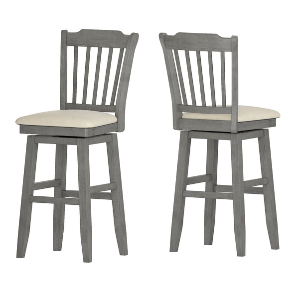 Homelegance By Top-Line Juliette Slat Back Bar Height Wood Swivel Bar Stool Grey Rubberwood