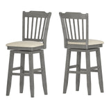 Homelegance By Top-Line Juliette Slat Back Bar Height Wood Swivel Bar Stool Grey Rubberwood