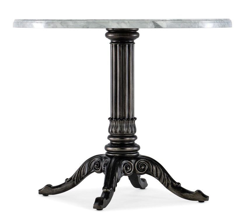 Hooker Furniture Charleston Round Bistro Table With Veneered Carrara Stone Top & Carved Pedestal — Distressed Elegance 6750-75202-95