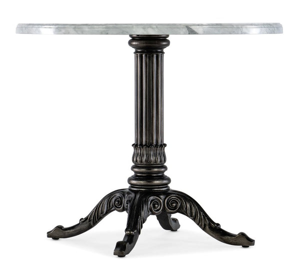 Hooker Furniture Charleston Round Bistro Table With Veneered Carrara Stone Top & Carved Pedestal — Distressed Elegance 6750-75202-95