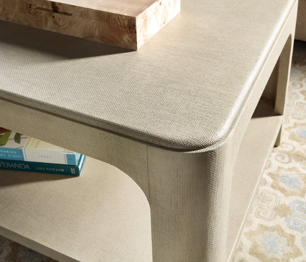 Hooker Furniture Archives Raffia Rectangle Cocktail Table — Flax Finish Raffia & Woven-Cane Coffee Table With Shelf, 56" 6123-80110-05