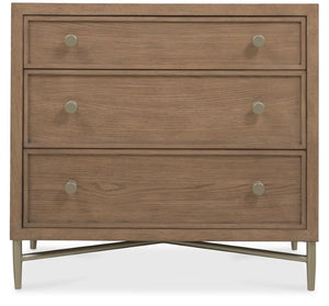 Hooker Furniture Sonnet Light Oak Three-Drawer Nightstand With Woven Cane Accents, Felt Liner & Cord Management 6072-90216-85