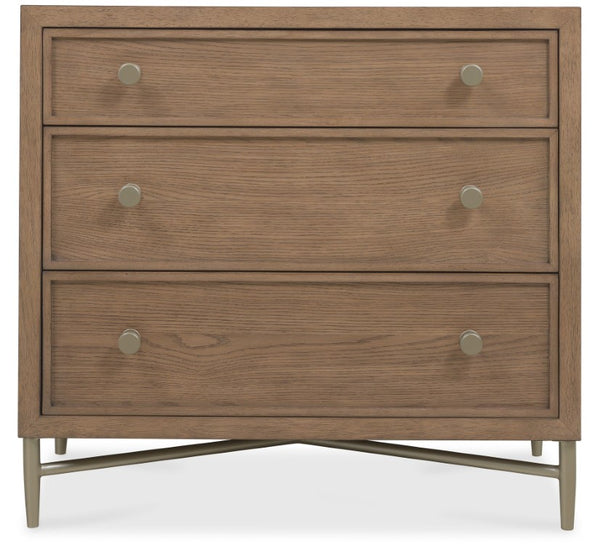 Hooker Furniture Sonnet Light Oak Three-Drawer Nightstand With Woven Cane Accents, Felt Liner & Cord Management 6072-90216-85