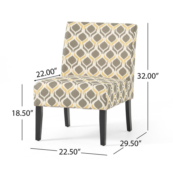 English Elm Accent Chair with Rubberwood Legs Plush Upholstered Seat for Living Room or Bedroom Grey Multi 57764.00YGAY