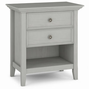 English Elm Amherst Fog Grey Bedside Table - Handcrafted Elegance With Spacious Drawers & Open Shelf Storage B136P158365