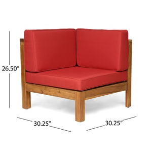 English Elm Oana Outdoor Modular Sectional Set Acacia Wood Frame V Shape Patio Seating Red 64497-98-99.00-64495.00RED