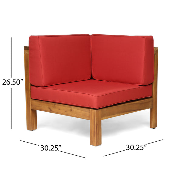 English Elm Oana Outdoor Modular Sectional Set Acacia Wood Frame V Shape Patio Seating Red 64497-98-99.00-64495.00RED