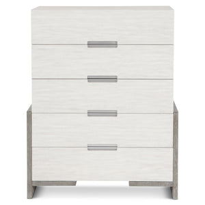 Bernhardt Bernhardt Foundations Tall Drawer Chest In Two-Tone Light Shale & Linen, 5 Soft-Close Drawers, Modern-Rustic Appeal 306118