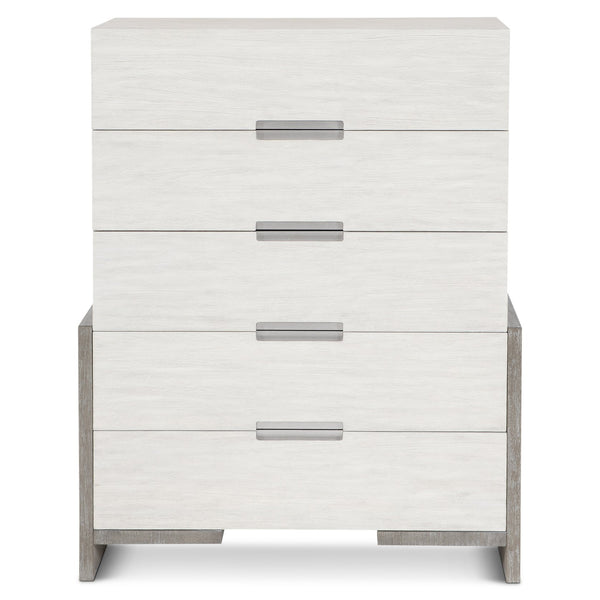 Bernhardt Bernhardt Foundations Tall Drawer Chest In Two-Tone Light Shale & Linen, 5 Soft-Close Drawers, Modern-Rustic Appeal 306118