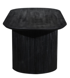 Porter Designs Porter Coburg Modern Solid Wood Dining Table With Unique Fluted Base, Sleek Black Oval Top Black Wood 07-108-01d-6889-kit