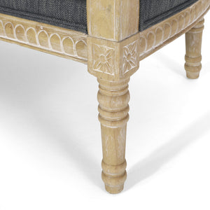 English Elm Loveseat French Country Style Turned Legs Padded Upholstery Compact Sitting Room Sofa 71063.00CHAR
