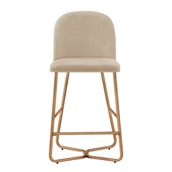 Homelegance By Top-Line DuBose Linen Upholstered Counter Height Chairs (Set of 2) Beige Iron