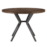 Homelegance By Top-Line Amala Wood Finish and Black Metal Base Round Dining Table Grey Veneer