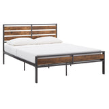 Homelegance By Top-Line Daxton Low Profile Metal Platform Bed with Wood Finish Panels Grey Metal