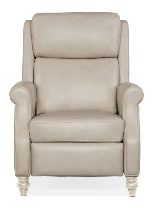 Hooker Furniture Hurley Luxe Power Recliner With Top-Grain Dove Leather, Motorized Headrest, Usb Port & Style Beige RC100-PH-090