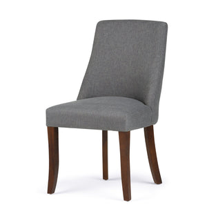 English Elm Walden Slate Grey Deluxe Dining Chair Set of 2 — Upholstered Linen Look, Curved Back, Solid Wood Legs B136P158588