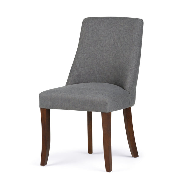 English Elm Walden Slate Grey Deluxe Dining Chair Set of 2 — Upholstered Linen Look, Curved Back, Solid Wood Legs B136P158588