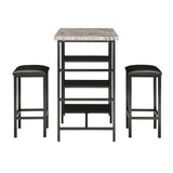 Homelegance By Top-Line Tosca Counter Height Metal Table Set with Faux Marble Top Black Metal