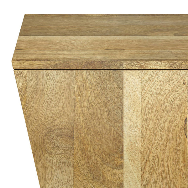English Elm Westfield Handcrafted Mango Wood Side Table in Natural Light Brown — Modern Boho End Table, 14x14x20" B136P159655