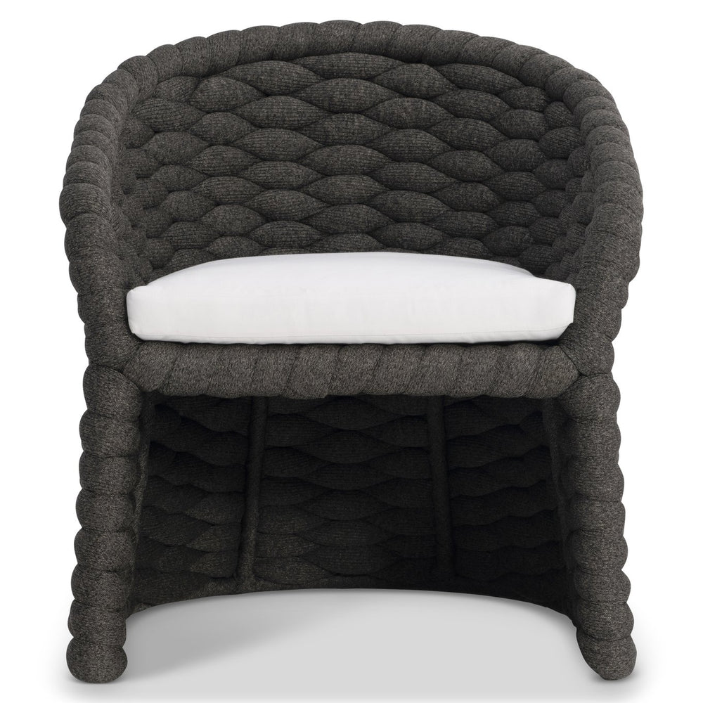 Bernhardt Bernhardt Salinas Arm Chair — Curvaceous Aluminum Outdoor Lounge With Sock-Knit Weave & Plush Pillow Comfort X10549