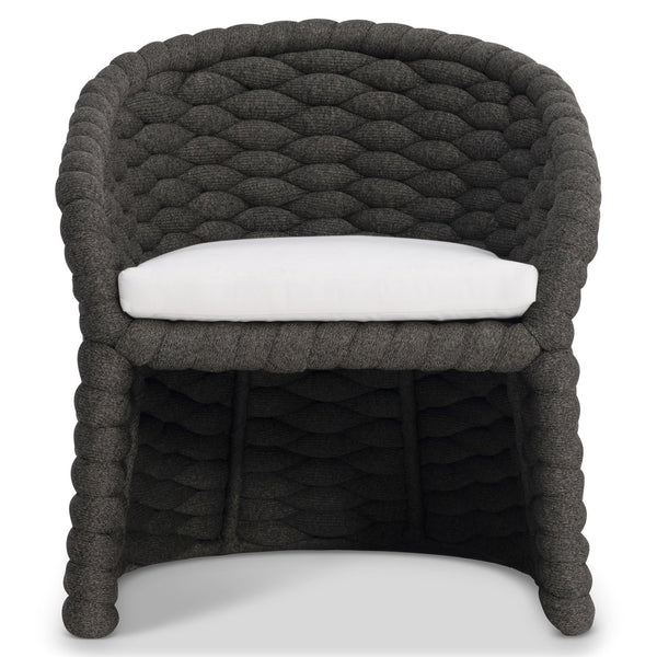 Bernhardt Bernhardt Salinas Arm Chair — Curvaceous Aluminum Outdoor Lounge With Sock-Knit Weave & Plush Pillow Comfort X10549