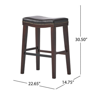 English Elm Saddle Contoured Pu Leather Counter Stool with Solid Rubberwood Frame for Kitchen Dining 62469.00PU