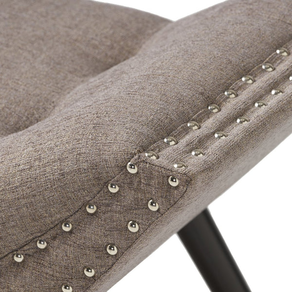 English Elm Christopher Knight Home® - Modern Button Tufted Sitting Bench with Nailhead Trim and Birch Wood Legs — Upholstered Accent Ottoman for Entryway or Living Room Seating Grey 54753.00GRA
