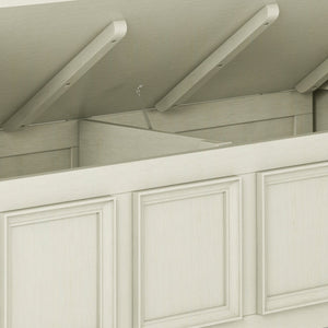 English Elm Amherst Solid Wood Entryway Storage Bench - Rustic Antique White, Hidden Storage & Seating For Two B136P158335