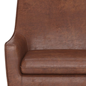 English Elm Robson Distressed Saddle Brown Accent Chair - Vegan Faux Leather, Solid Wood Legs, Contemporary Comfort B136P159555