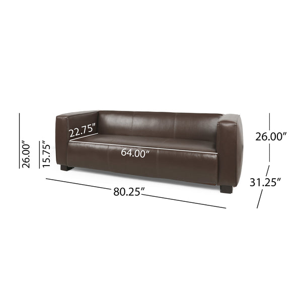 English Elm 3 Seater Tuxedo Sofa with Birch Wood Legs Smooth Upholstery for Modern Living Rooms 71802.00DBRN