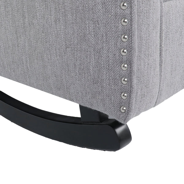 English Elm Christopher Knight Home® - ROCKING Chair Grey Fabric Wingback with Button-Tufted Diamond Stitch, Birch Rockers for Cozy Relaxation 72153.00GRY