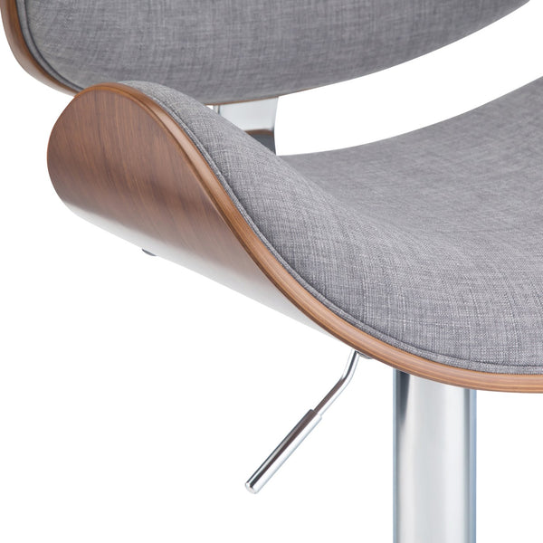 English Elm Marana Bentwood Adjustable Swivel Bar Stool - Modern Grey Fabric, Chrome Base, Ergonomic Comfort B136P158930