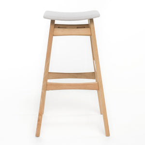 English Elm Christopher Knight Home® - Bar Stool Set Of 2 - Elegant Mid-Century Modern Design With Light Beige Upholstery & Oak Finish 58922.00LBE