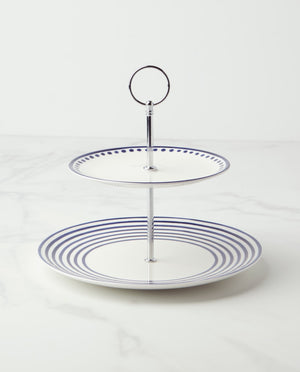 Lenox Kate Spade Charlotte Street 2-Tier Server Blue, WHITE PORCELAIN 893856