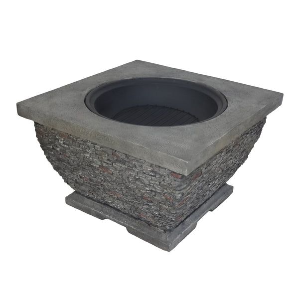 English Elm 32" Square Mgo Concrete Wood Burning Fire Pit Handcrafted for Outdoor Patios 62392.00GRY