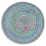 Hearth and Haven Enigmaria Multi-functional Round Pouf with Woven Cotton and Jute in Multi-Color Pattern B136P159311 Multicolor